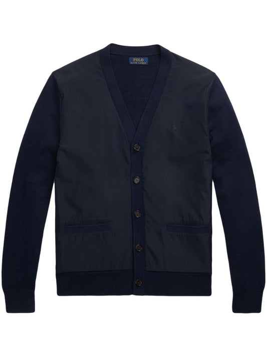 Blue V-neck Cotton Cardigan