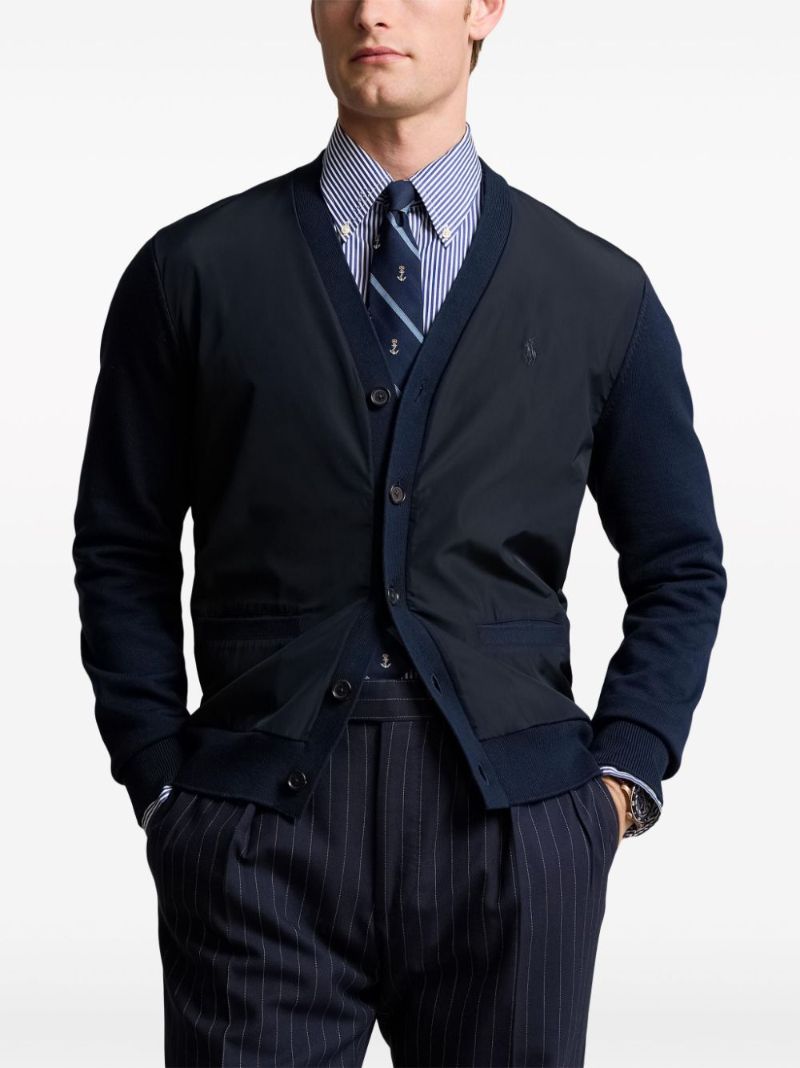 Blue V-neck Cotton Cardigan