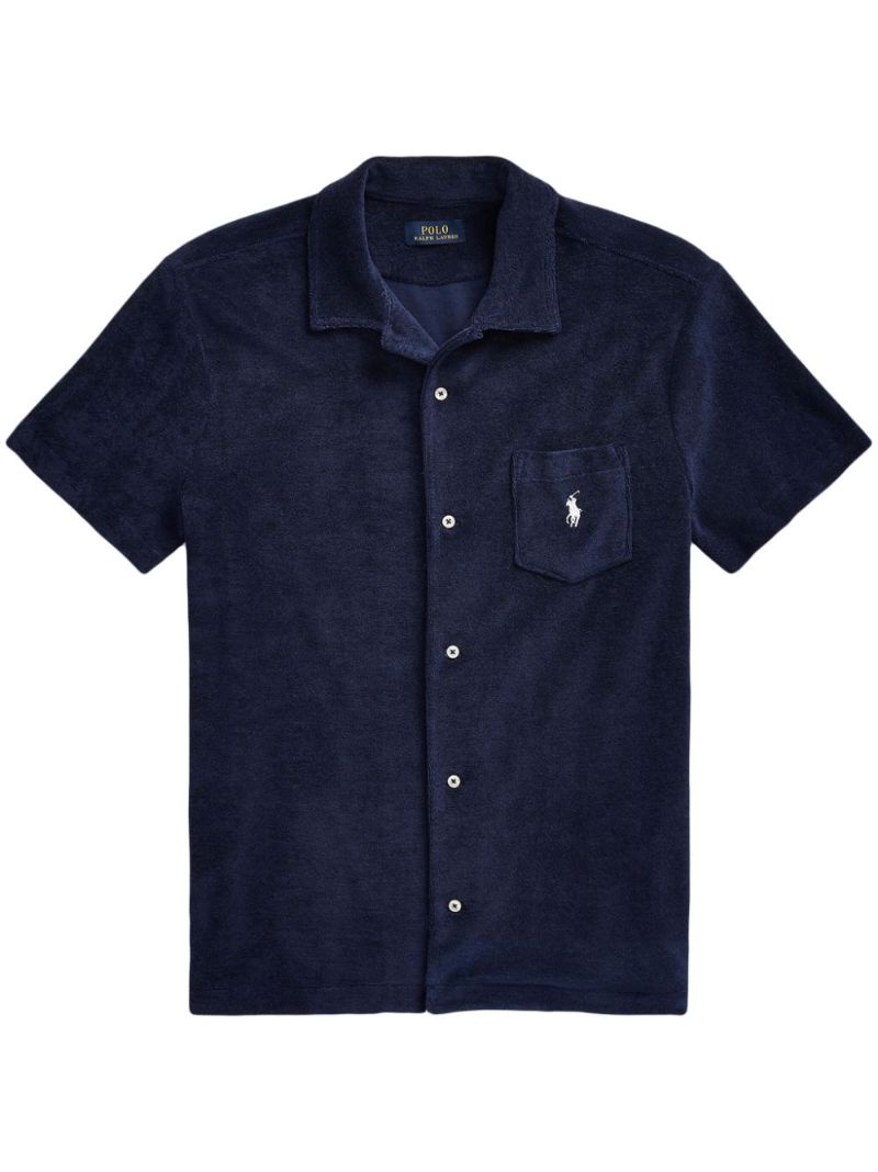 Blue Short-sleeve Cotton Shirt