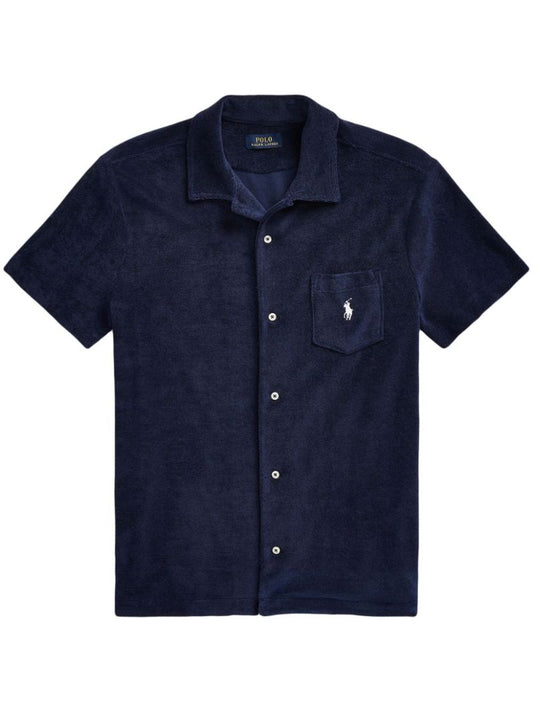 Blue Short-sleeve Cotton Shirt
