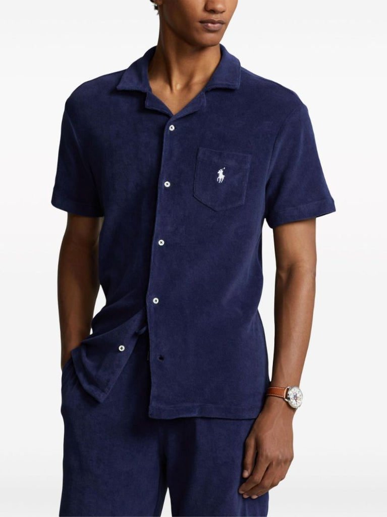 Blue Short-sleeve Cotton Shirt