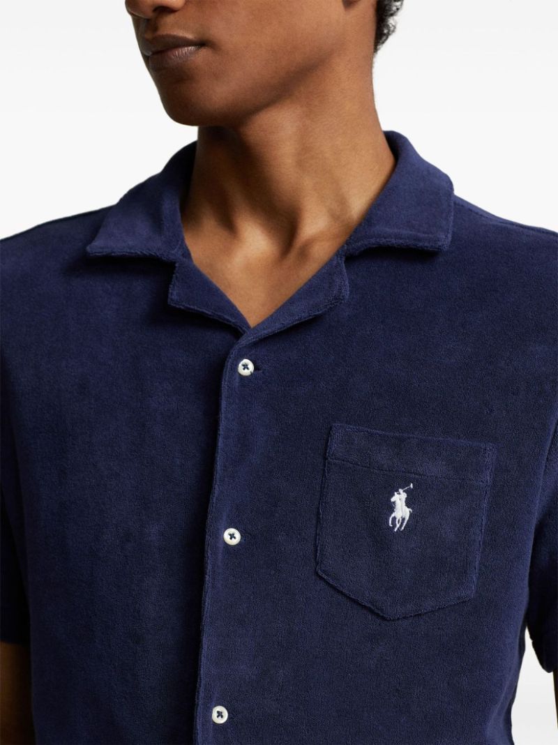 Blue Short-sleeve Cotton Shirt