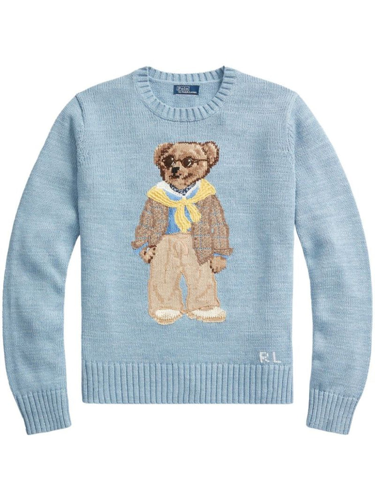 Blue Polo Bear Cotton Sweater
