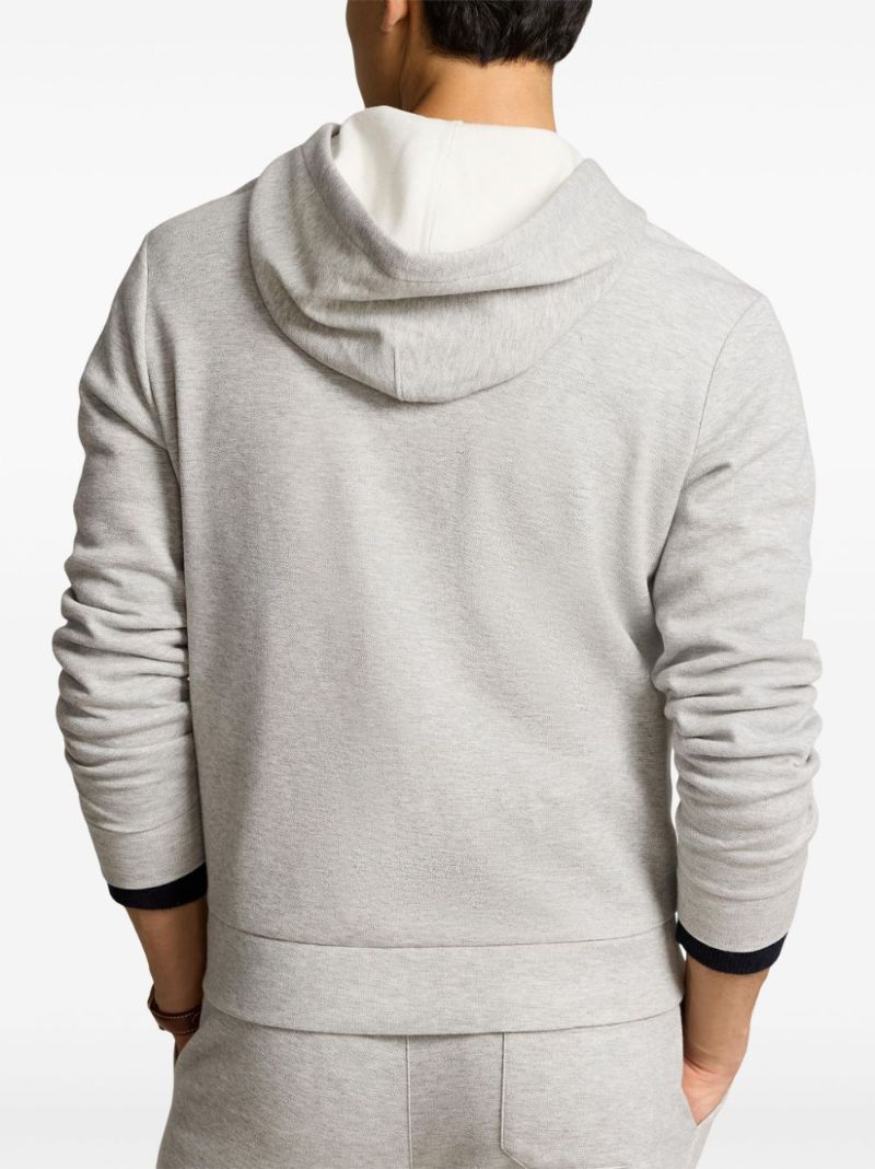 Grey Polo Pony Cotton Zip-up Hoodie