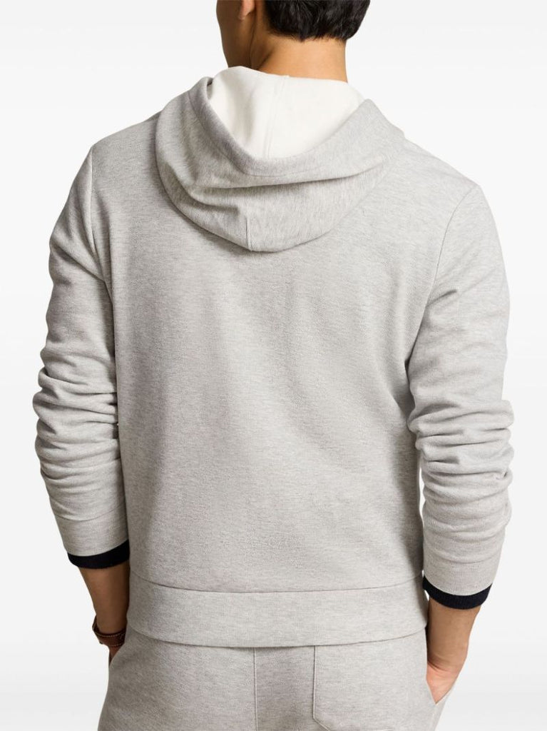 Grey Polo Pony Cotton Zip-up Hoodie