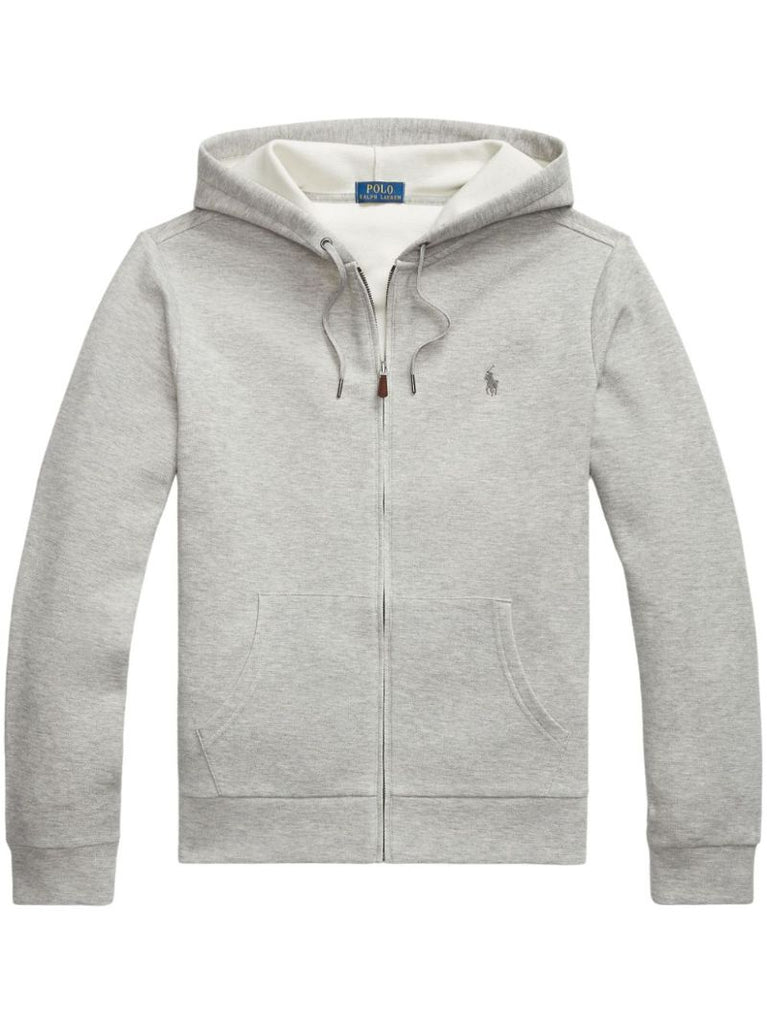 Grey Polo Pony Cotton Zip-up Hoodie