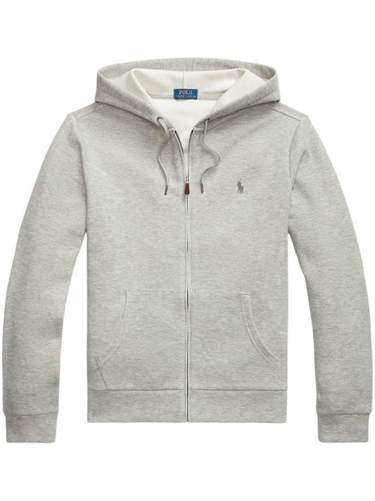 Grey Polo Pony Cotton Zip-up Hoodie