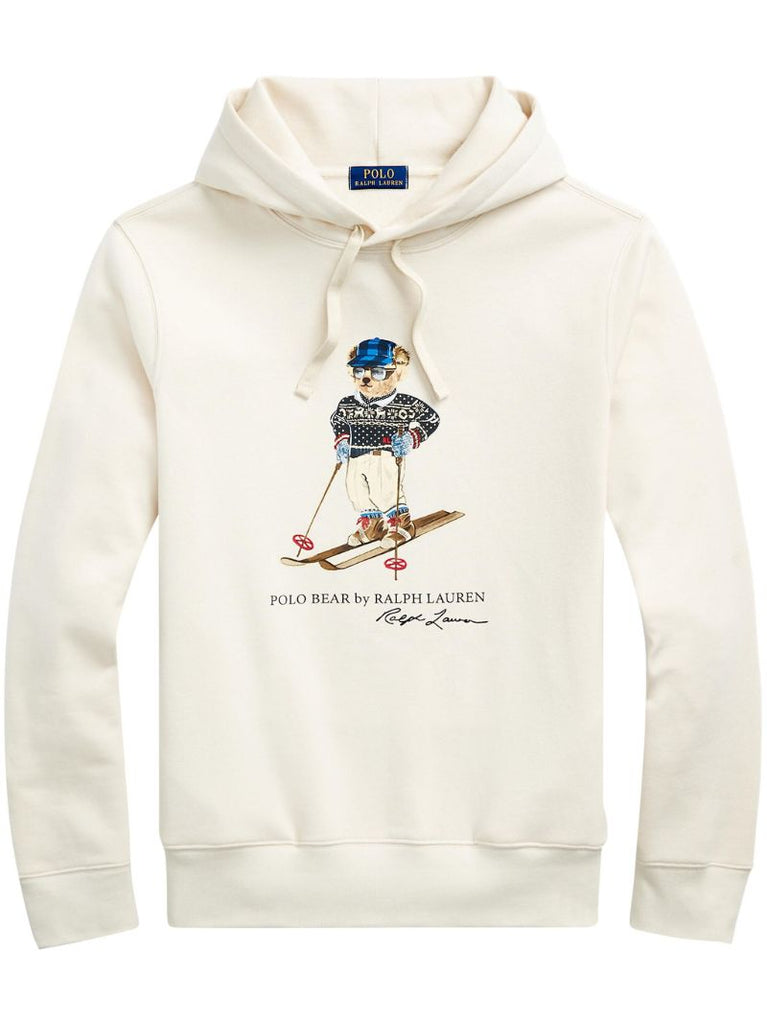 White Polo Bear Cotton Hoodie