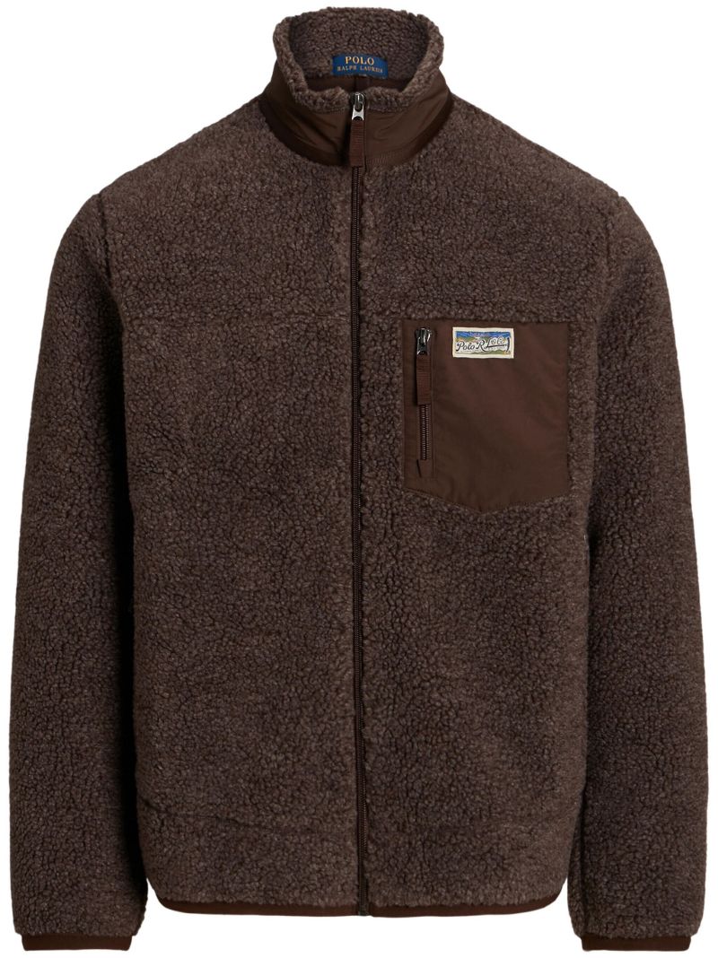 Brown Logo-appliquÃ© Fleece Jacket