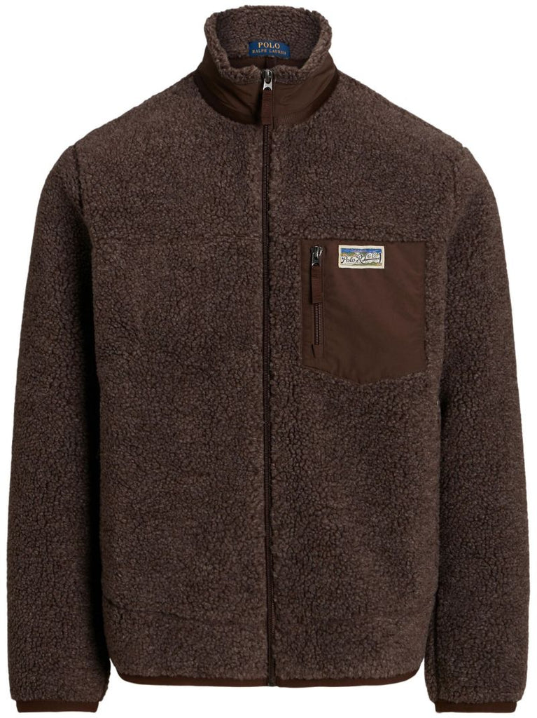 Brown Logo-appliquÃ© Fleece Jacket