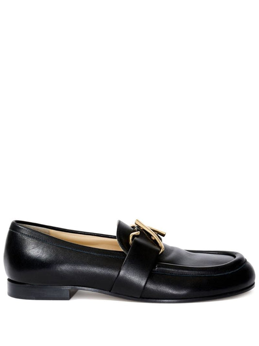 Black Monogram Leather Loafers