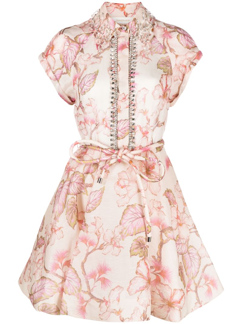 Pink Matchmaker Flip Coral Hibiscus-print Dress