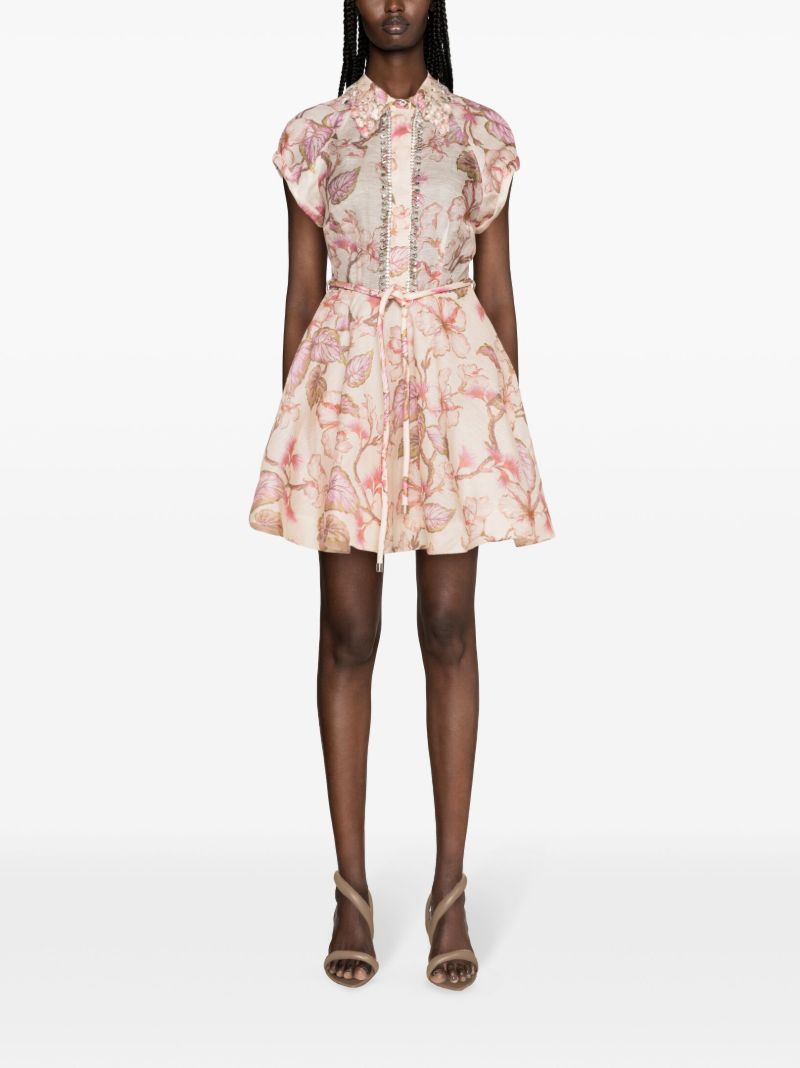 Pink Matchmaker Flip Coral Hibiscus-print Dress