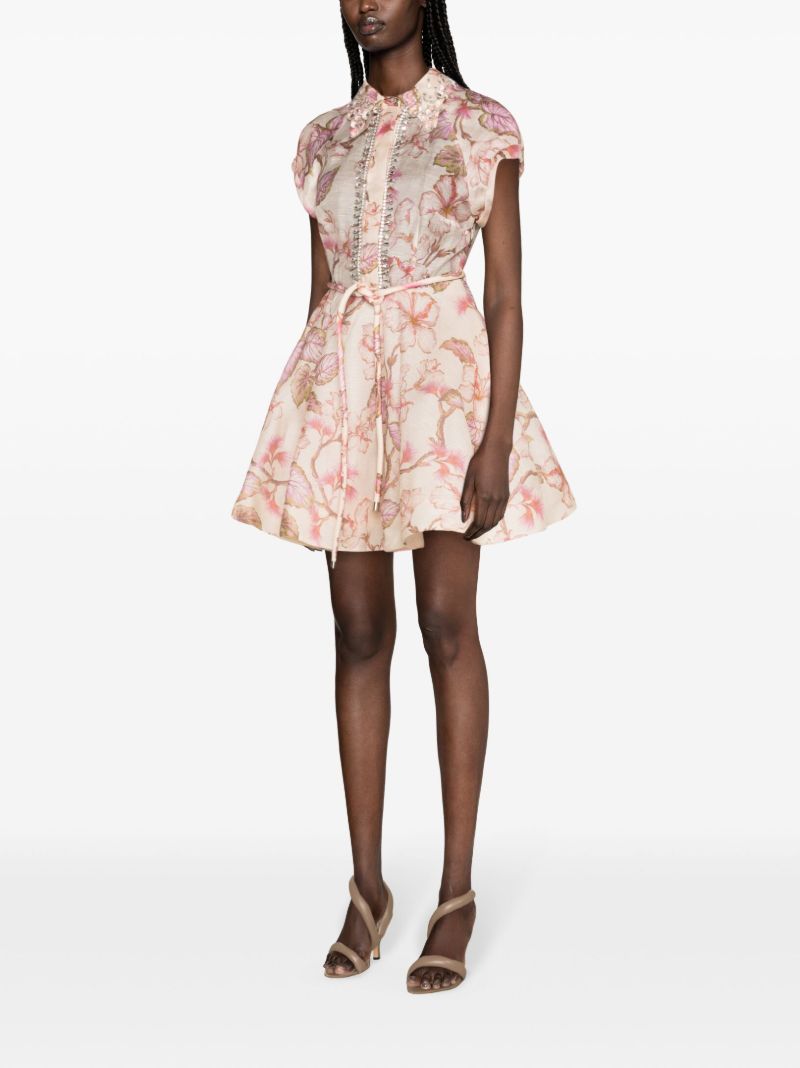 Pink Matchmaker Flip Coral Hibiscus-print Dress