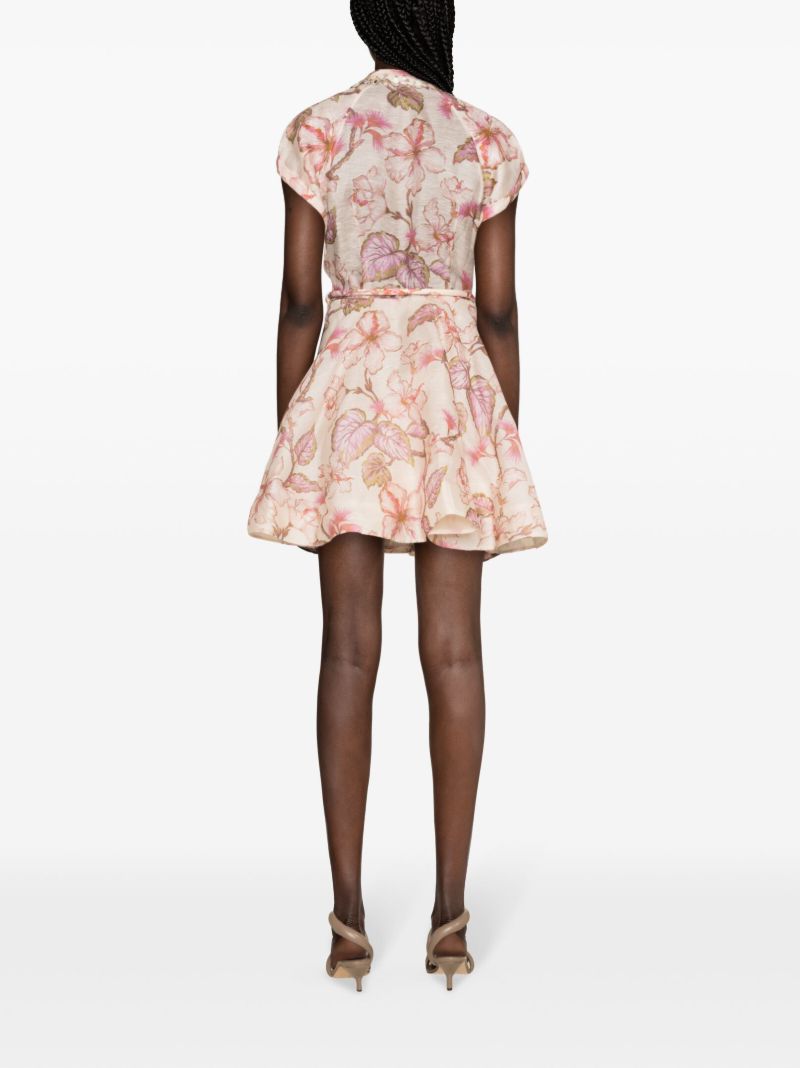 Pink Matchmaker Flip Coral Hibiscus-print Dress