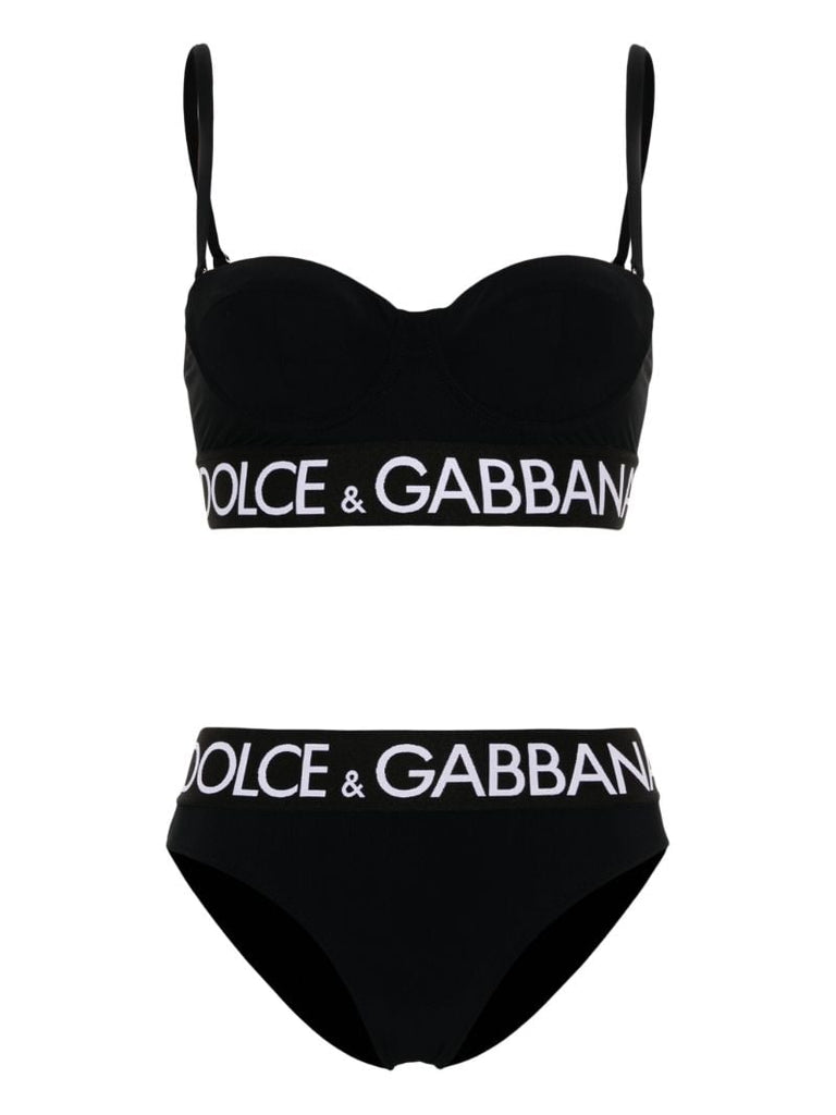 Black Logo-band Bikini
