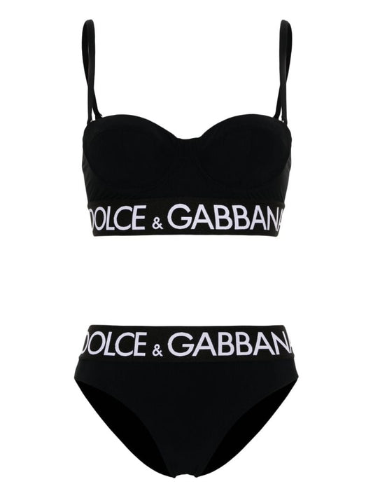 Black Logo-band Bikini