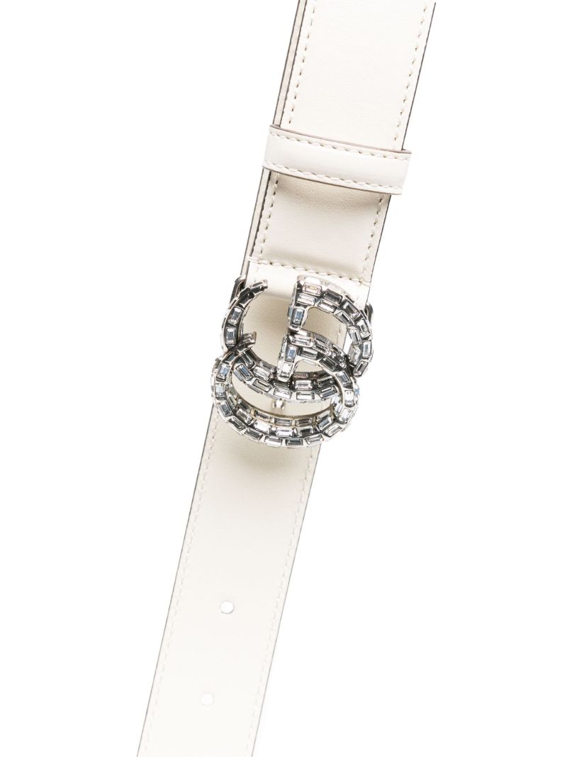 White Double G Leather Belt