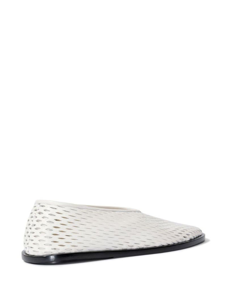 White Perforated Leather Slippers