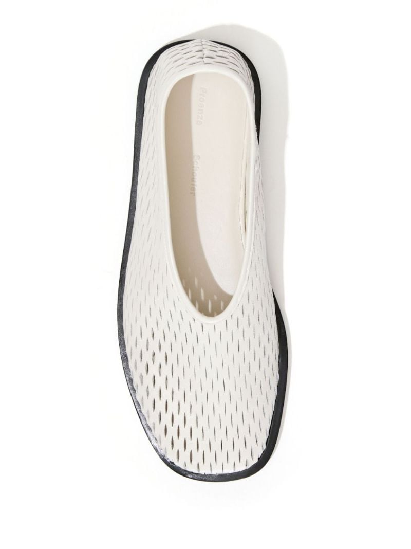 White Perforated Leather Slippers