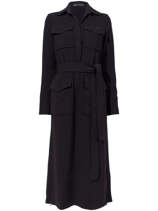 Black Vanessa Belted Shirt Dress