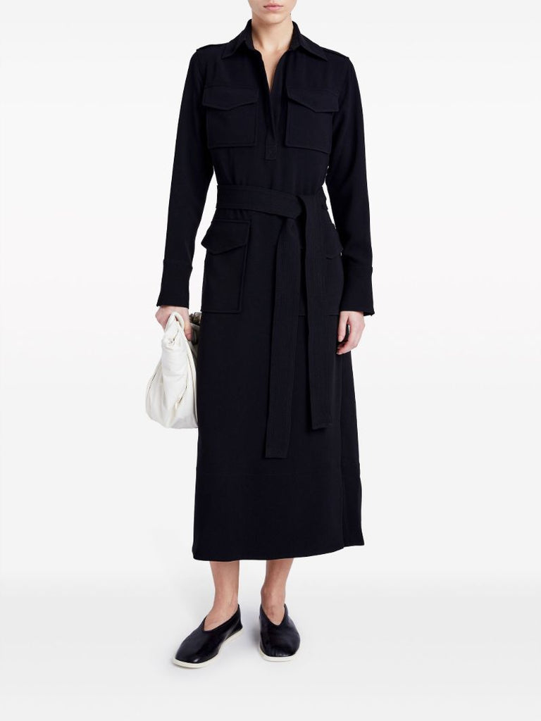 Black Vanessa Belted Shirt Dress