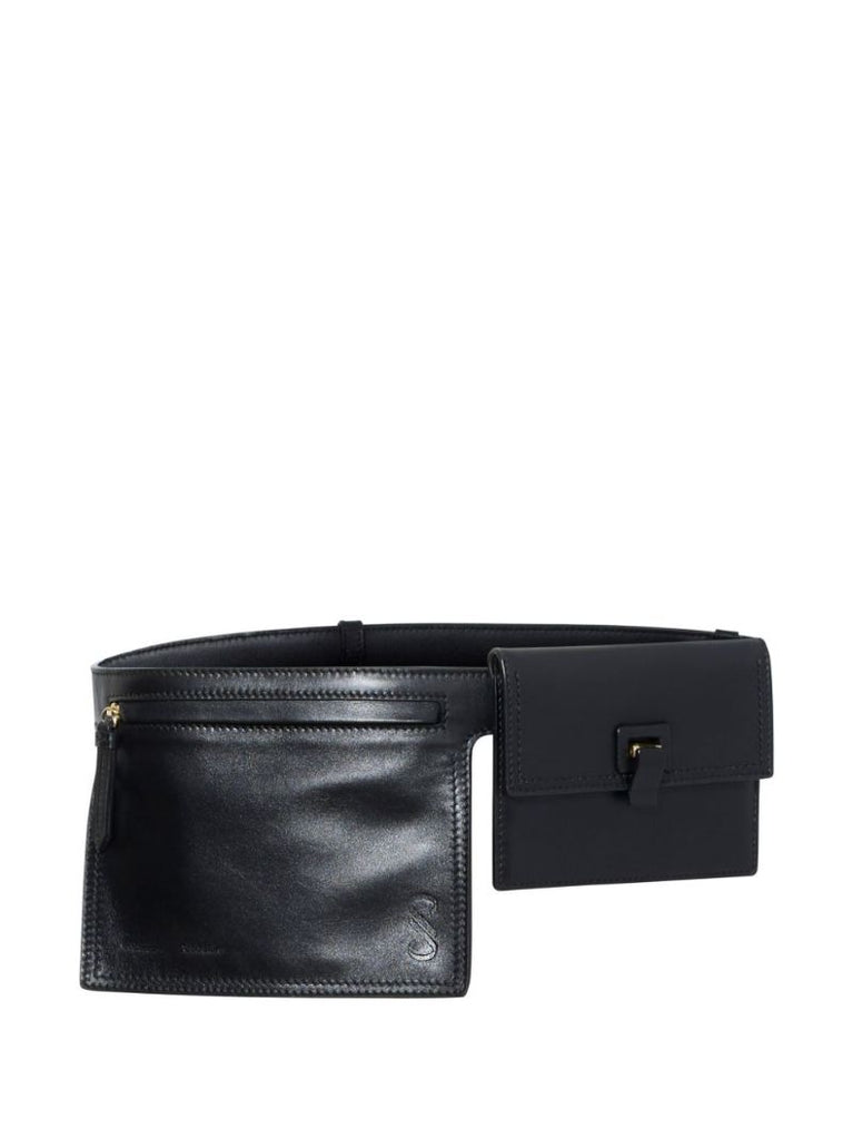 Black Removable-pouch Leather Belt Bag