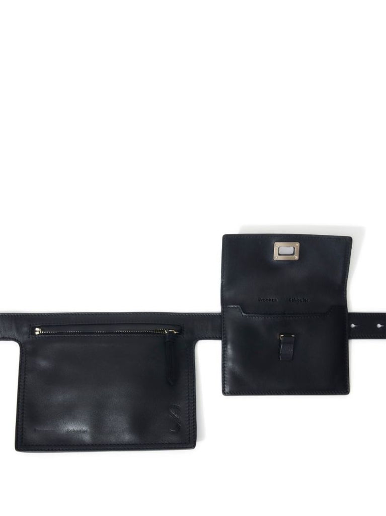 Black Removable-pouch Leather Belt Bag