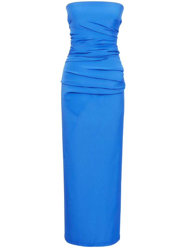 Blue Odette Draped Strapless Dress