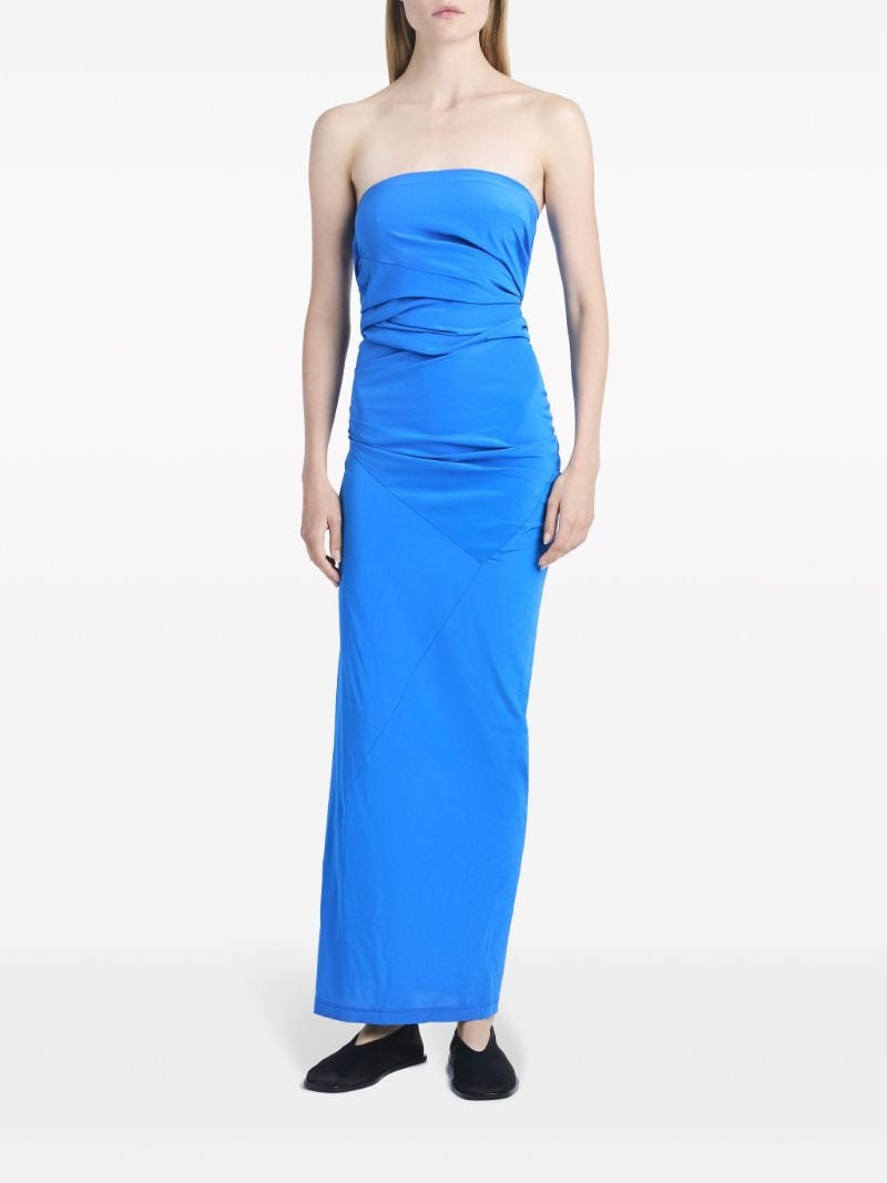 Blue Odette Draped Strapless Dress
