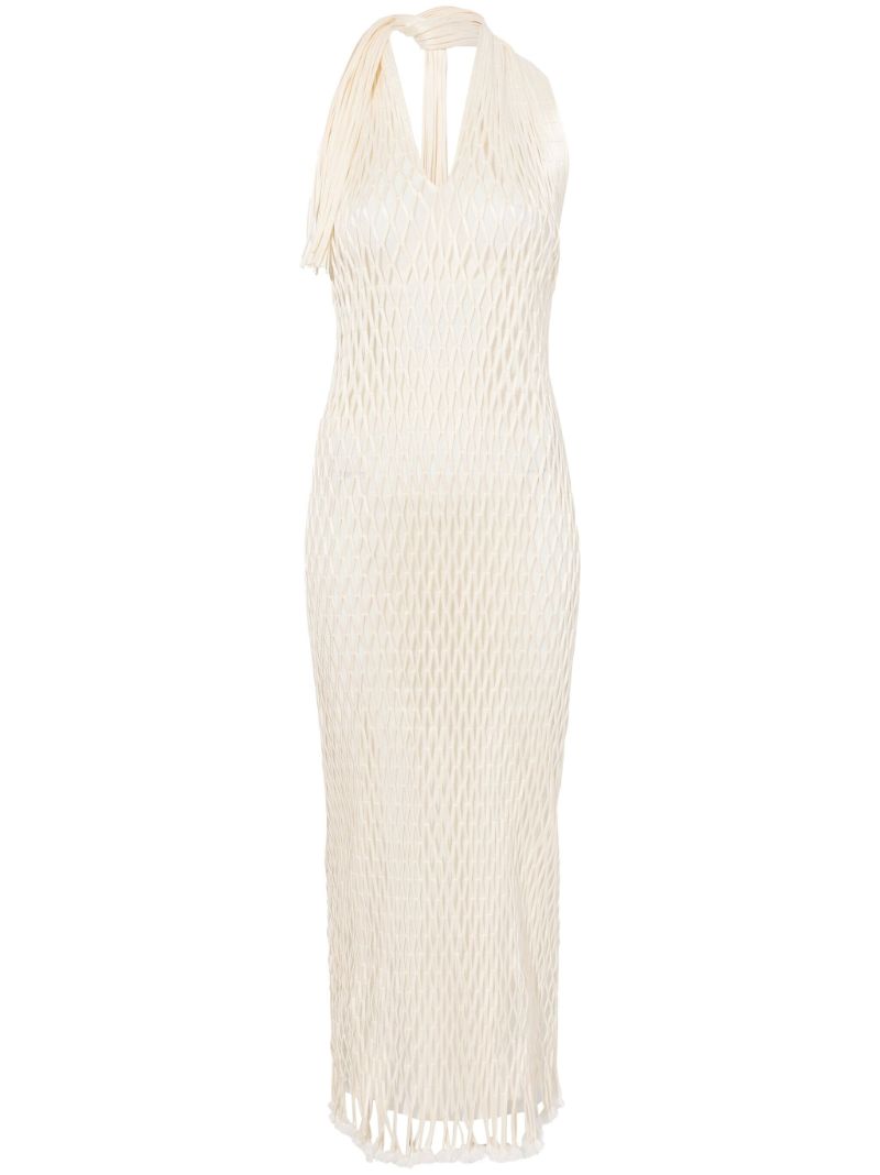 Neutral Zora Mesh Midi Dress