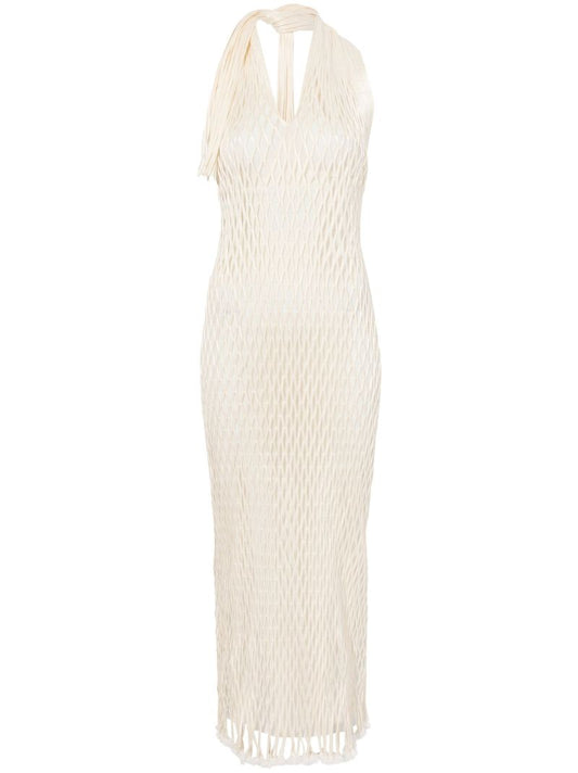 Neutral Zora Mesh Midi Dress