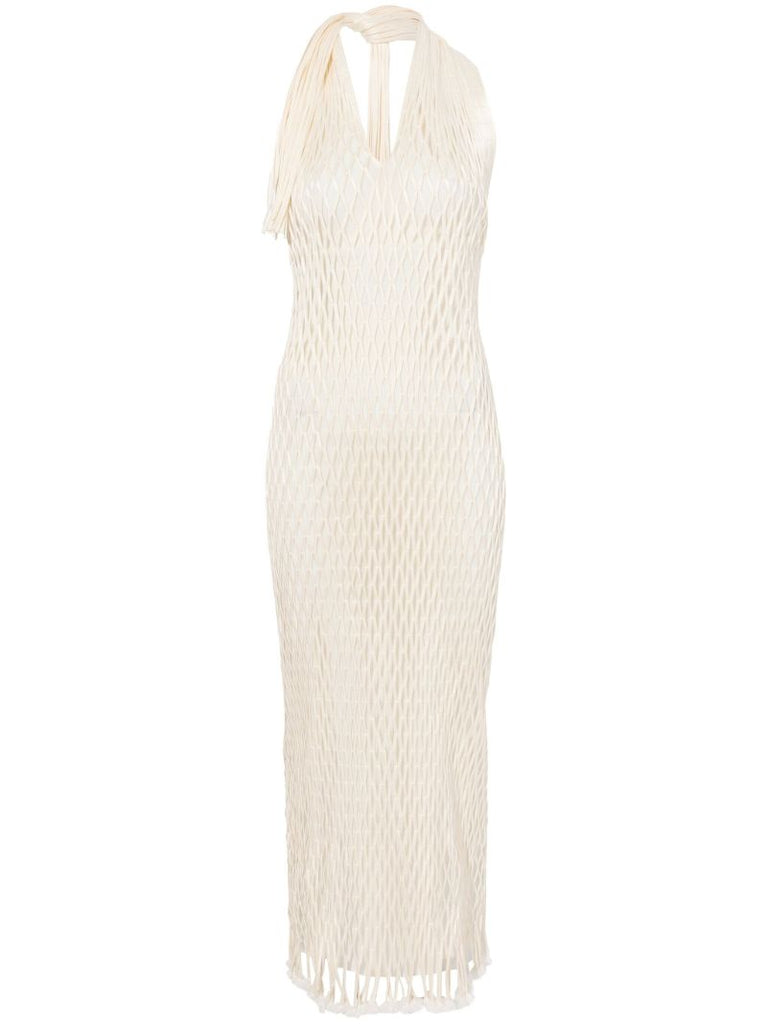 Neutral Zora Mesh Midi Dress