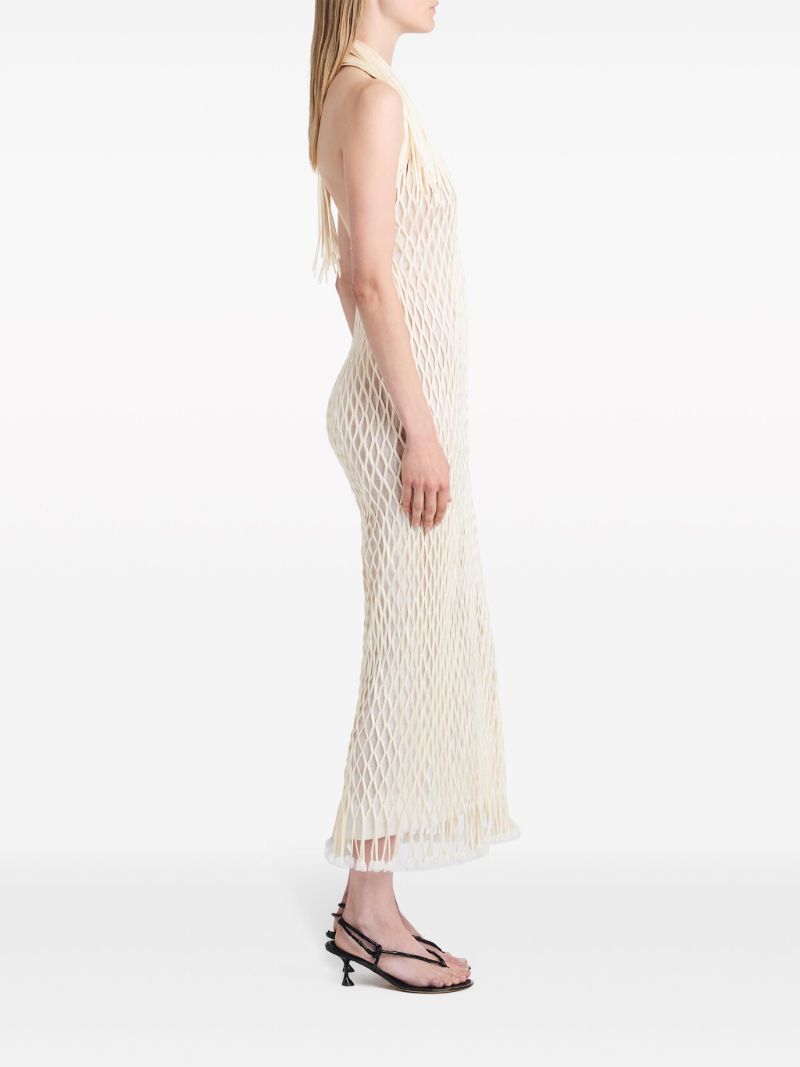 Neutral Zora Mesh Midi Dress