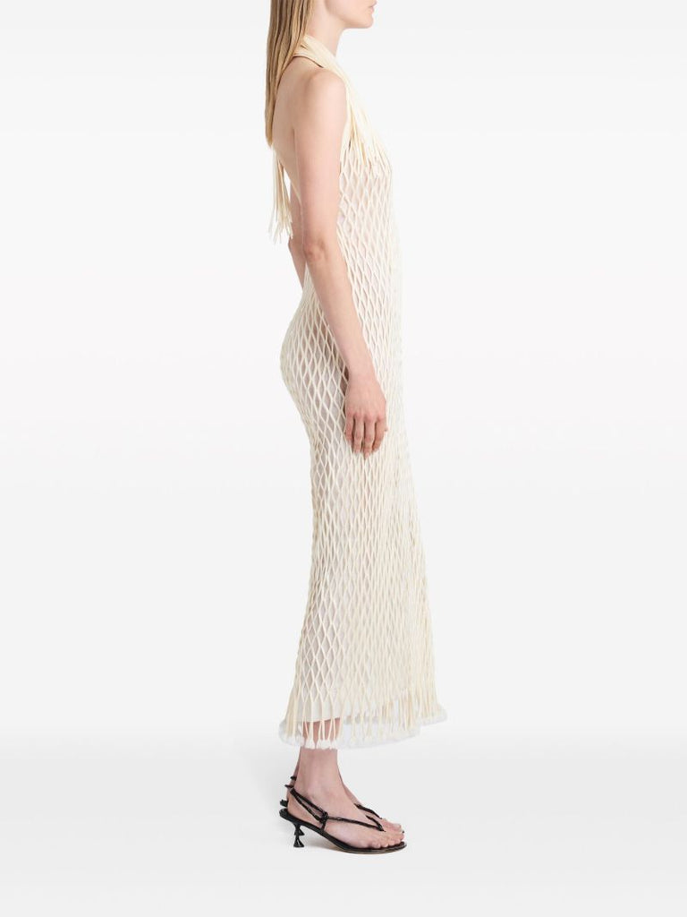 Neutral Zora Mesh Midi Dress