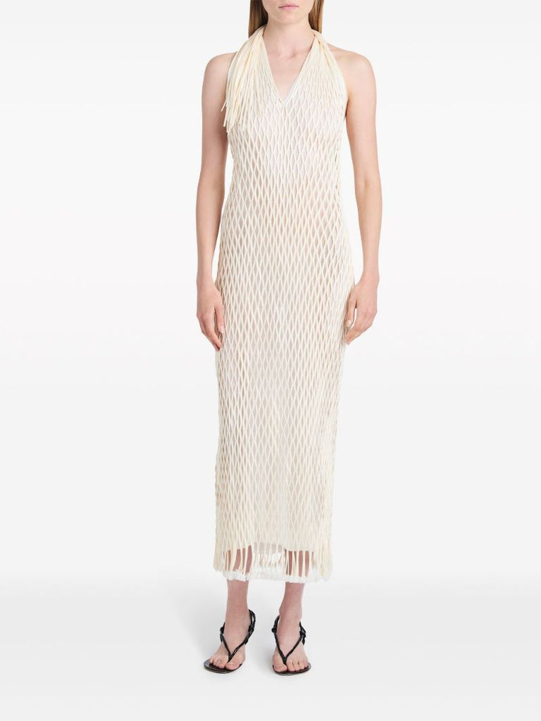 Neutral Zora Mesh Midi Dress