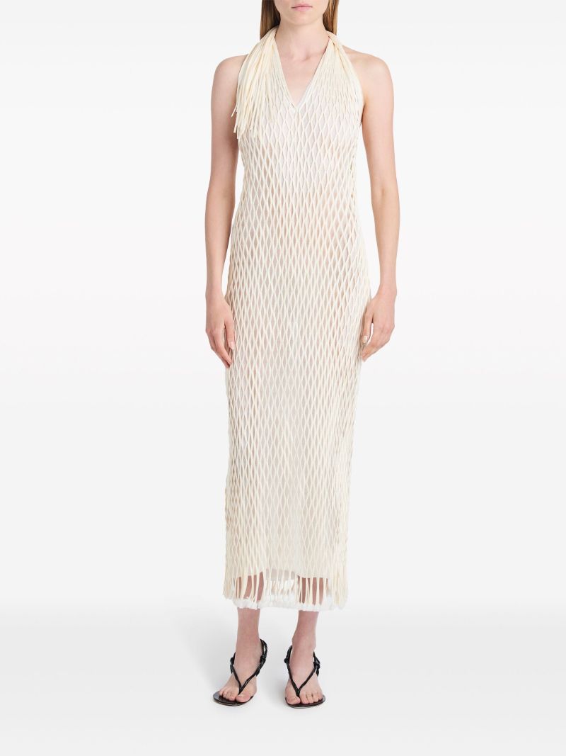 Neutral Zora Mesh Midi Dress