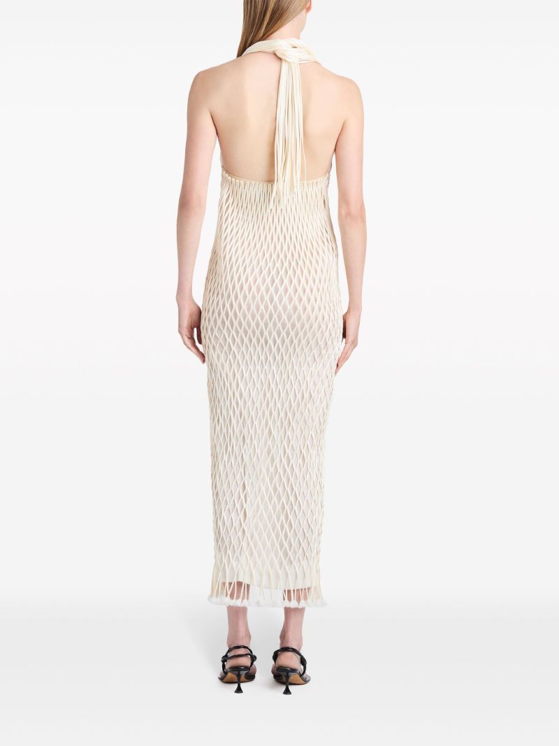 Neutral Zora Mesh Midi Dress