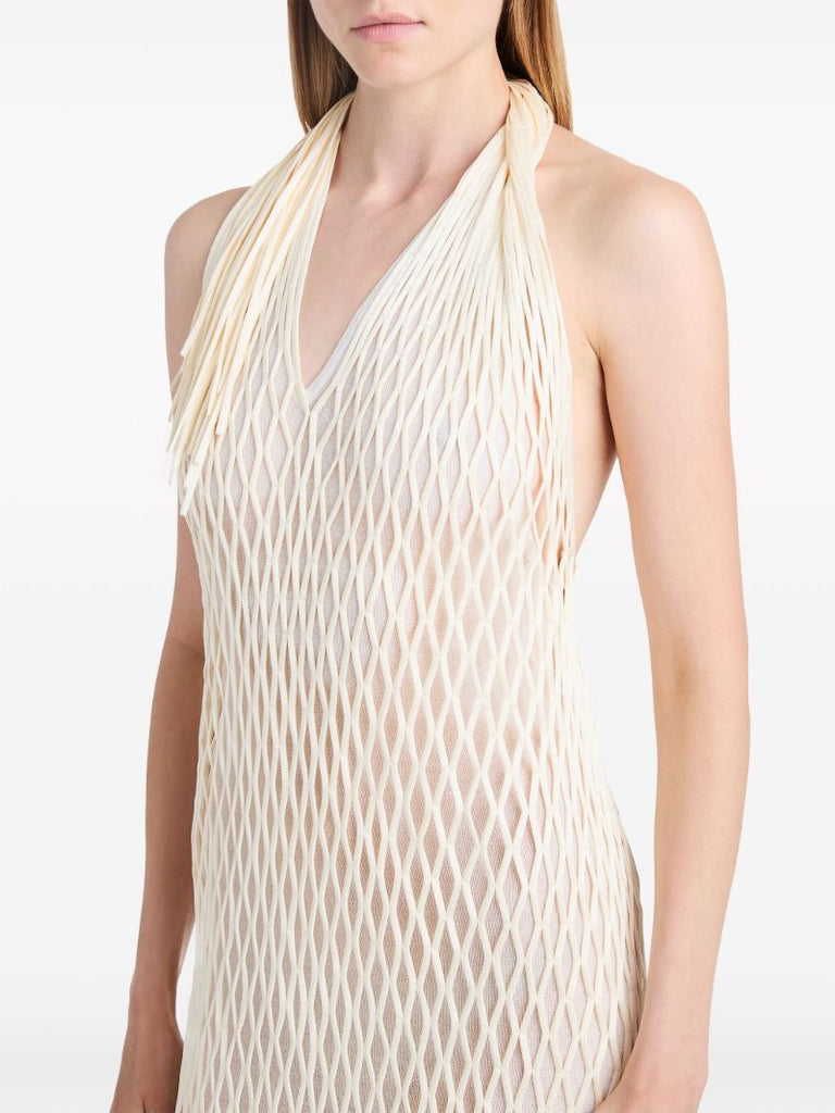 Neutral Zora Mesh Midi Dress