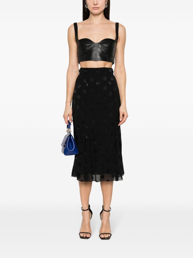 Black DevorÃ_x0083_Â© Godet Midi Skirt