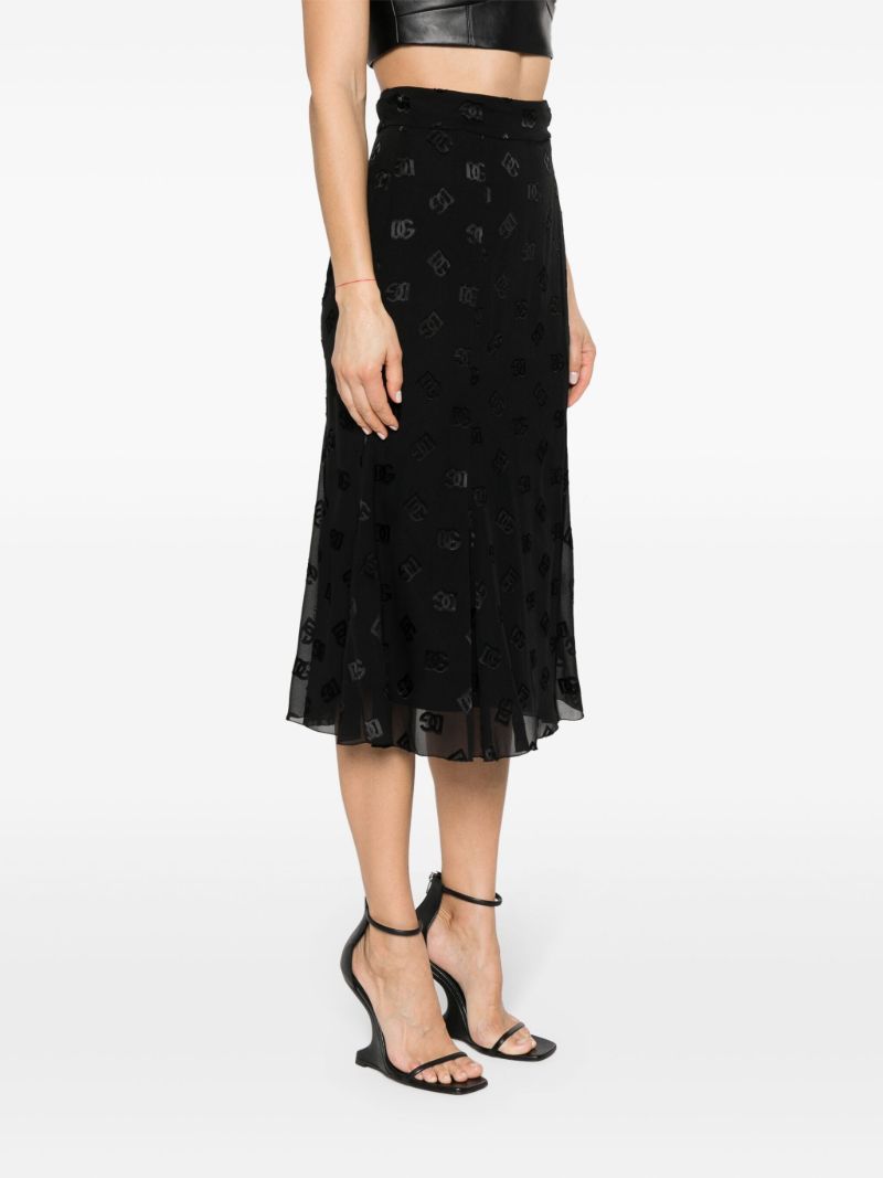 Black DevorÃ_x0083_Â© Godet Midi Skirt