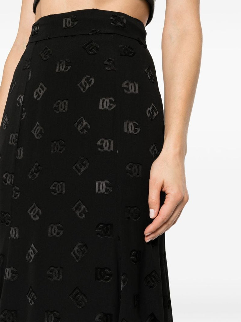 Black DevorÃ_x0083_Â© Godet Midi Skirt