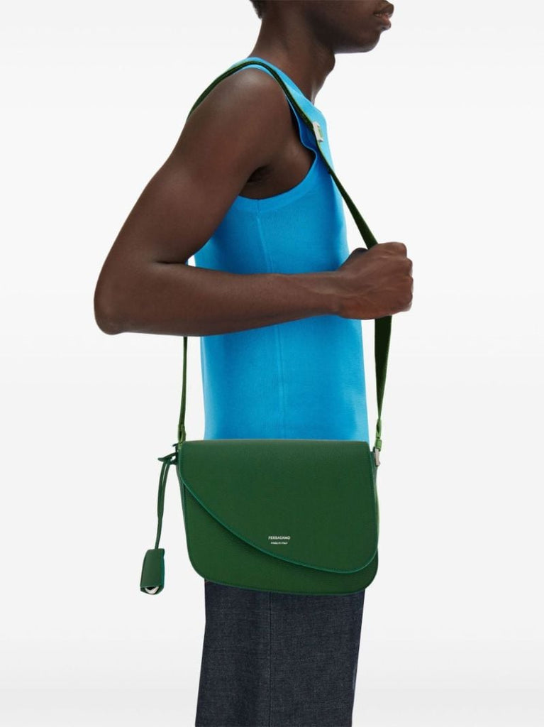 Green Fiamma Medium Leather Cross Body Bag