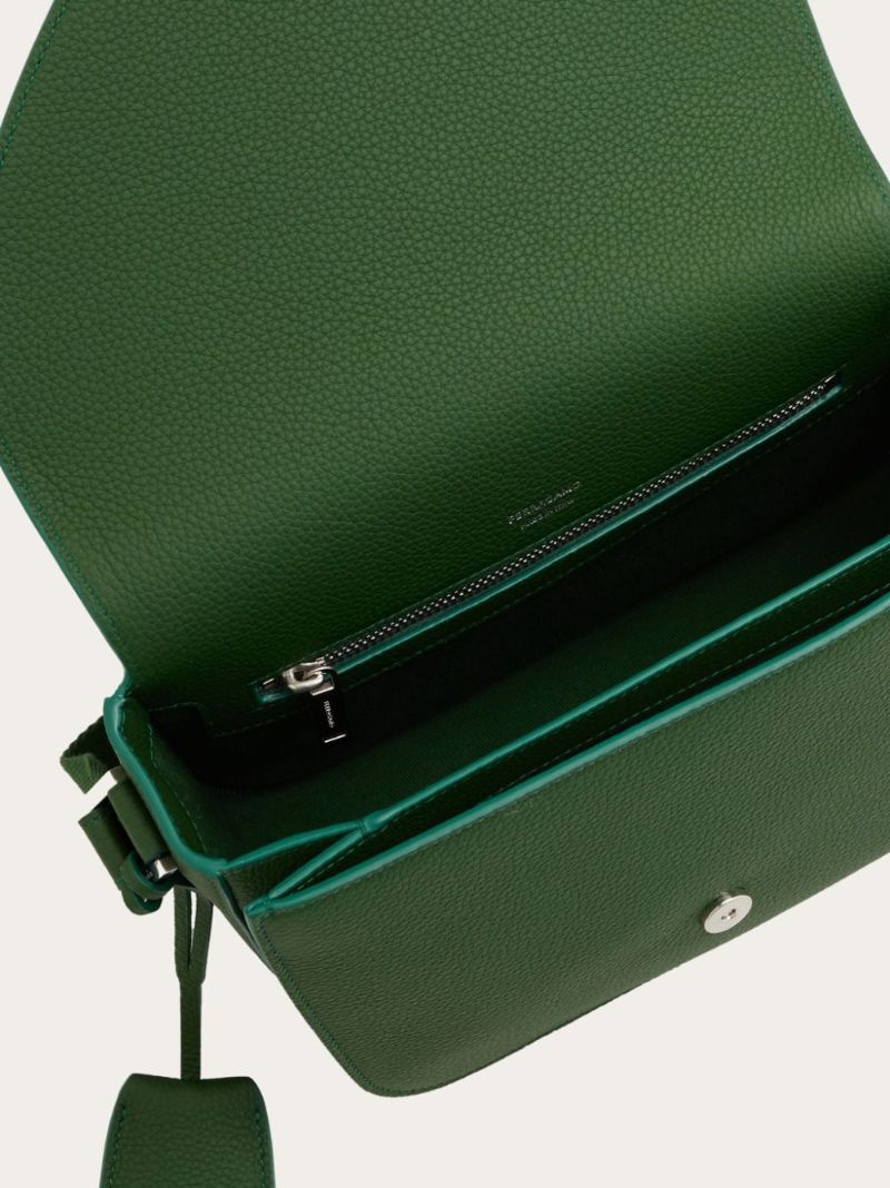 Green Fiamma Medium Leather Cross Body Bag