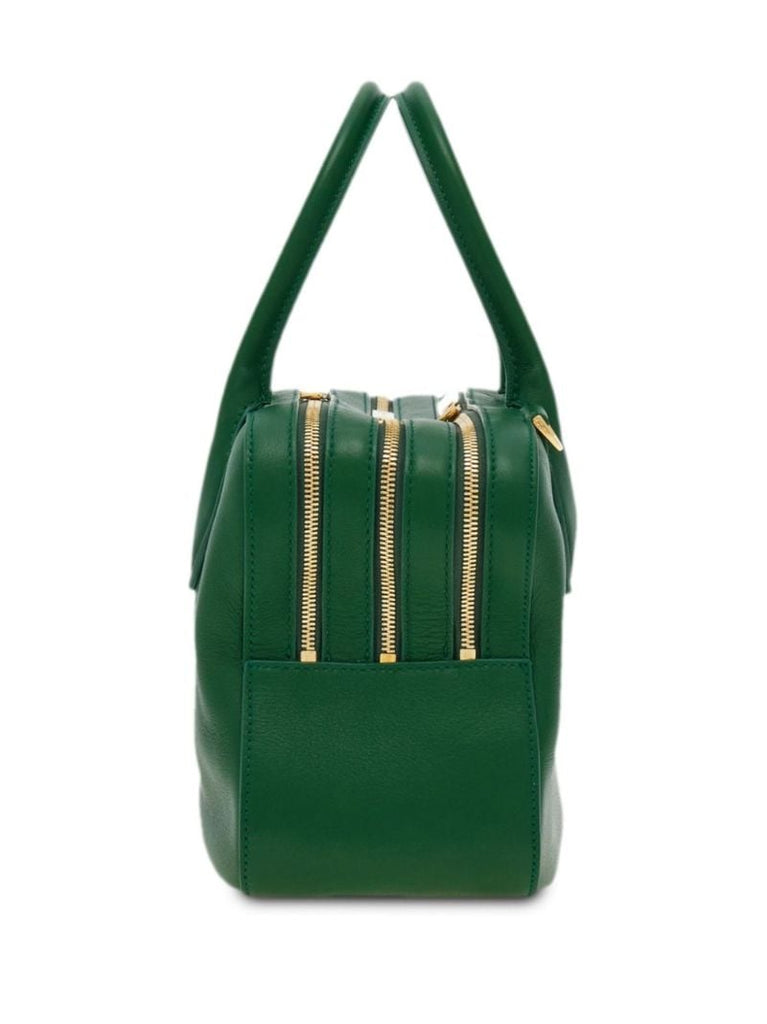 Green Curved Leather Tote Bag