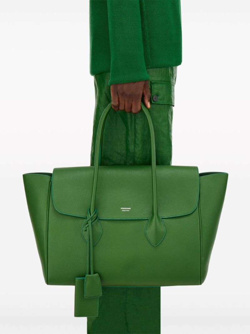 Green Large Leather Tote Bag