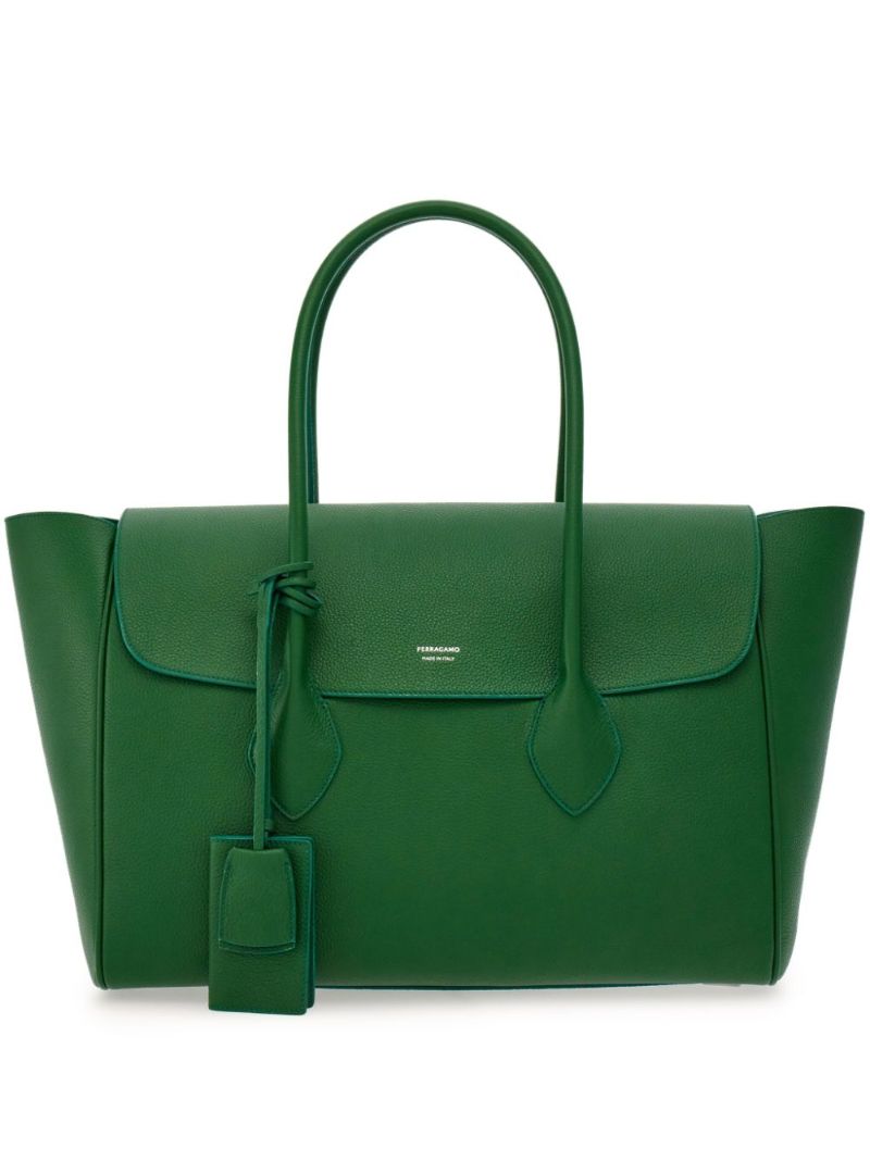 Green Large Leather Tote Bag