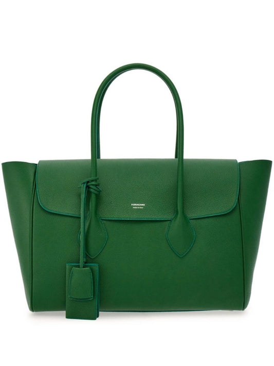 Green Large Leather Tote Bag