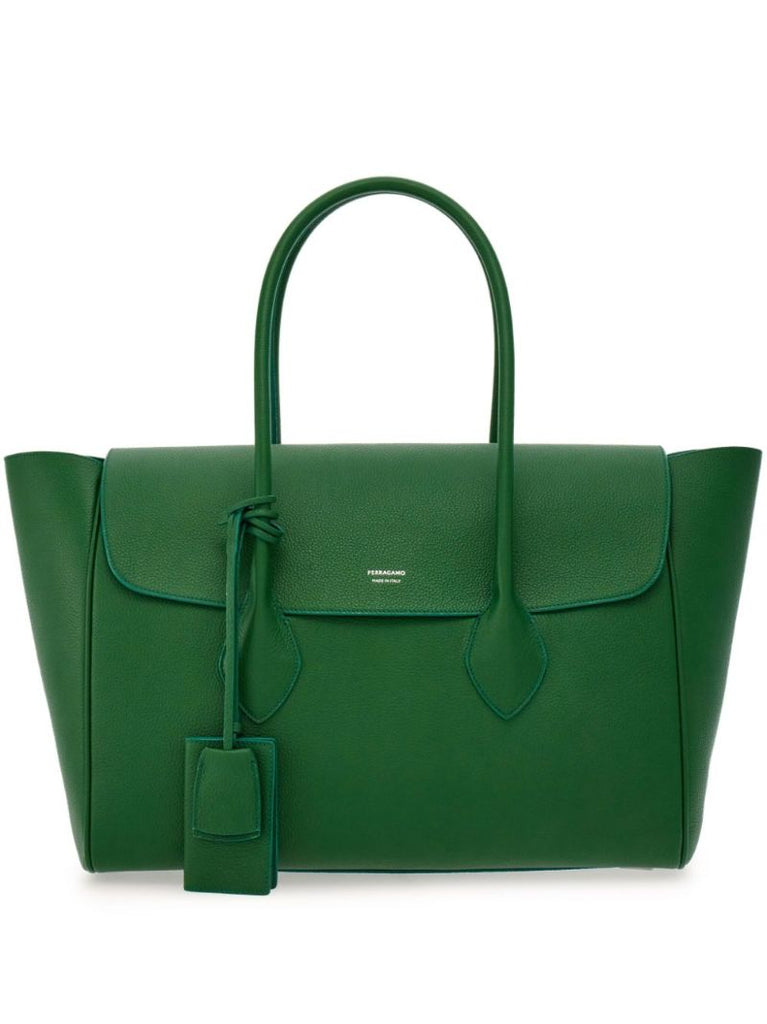 Green Large Leather Tote Bag