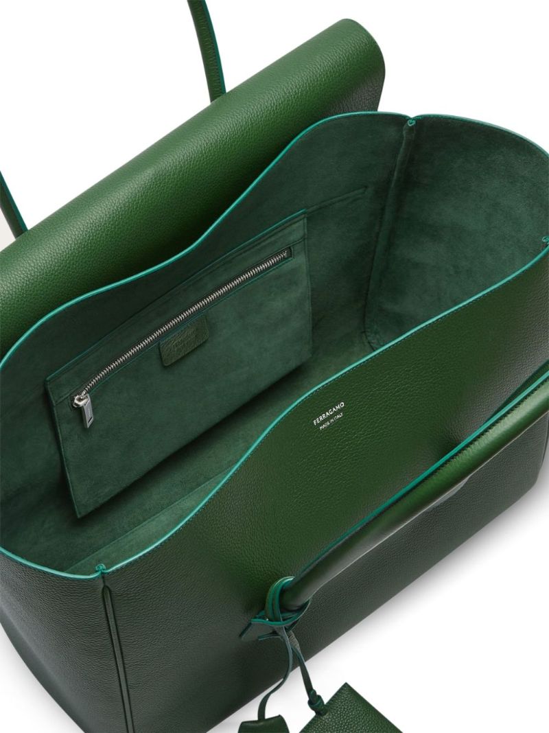 Green Large Leather Tote Bag